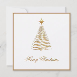 Gold Christmas Tree Corporate Holiday Card