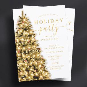 Gold Christmas Tree Corporate Holiday Party Invitation