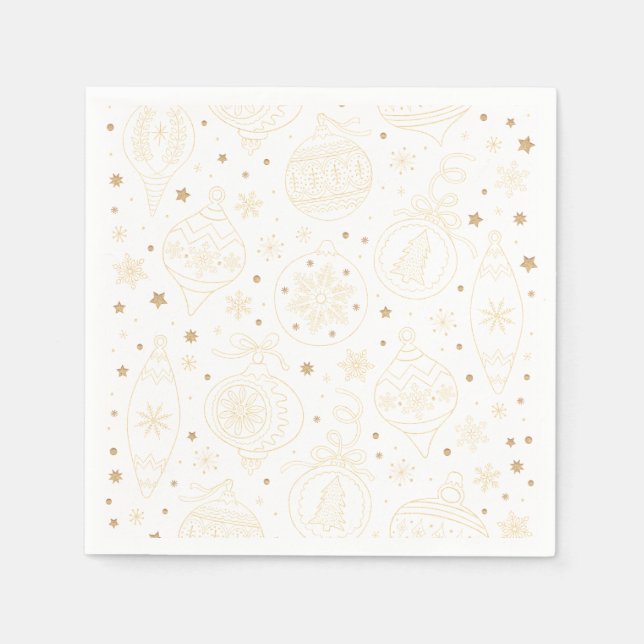 Gold Christmas Tree Decoration Pattern Napkins (Front)
