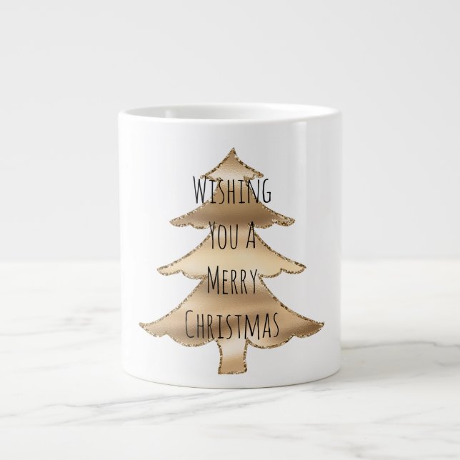 Gold Christmas Tree Giant Coffee Mug (Front)