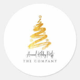 Gold Christmas Tree Holiday Party Classic Round Sticker