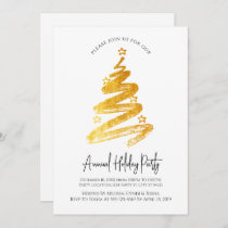 Gold Christmas Tree Holiday Party Invitations