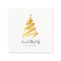 Gold Christmas Tree Holiday Party Napkins