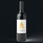 Gold Christmas Tree Holiday Party Wine Label<br><div class="desc">Gold Christmas Tree Holiday Party Wine Labels. If you are hosting a holiday party this design is perfect for all types of seasonal events. Designed with a white background that can be customized to the color of your choice and a golden faux foil Christmas tree, this festive holiday party invitation...</div>