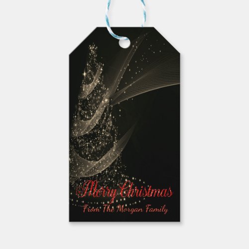Gold Christmas Tree Merry Christmas_Personalized Gift Tags