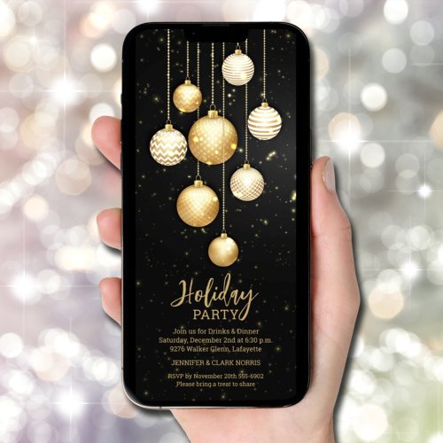 Gold Christmas Tree Ornaments Invitation