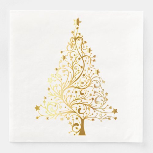 Gold Christmas Tree Paper Dinner Napkins