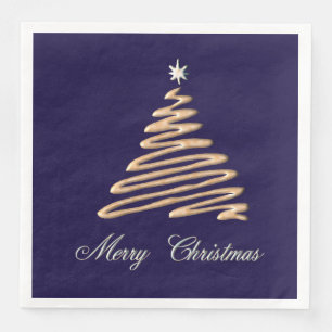 Gold Christmas Tree Paper Dinner Napkins