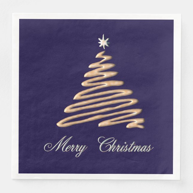 Gold Christmas Tree Paper Dinner Napkins (Front)