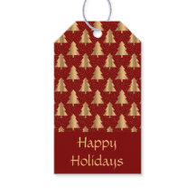 Gold Christmas Tree Pattern on Red