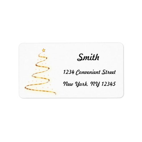 Gold Christmas Tree Return Address Label