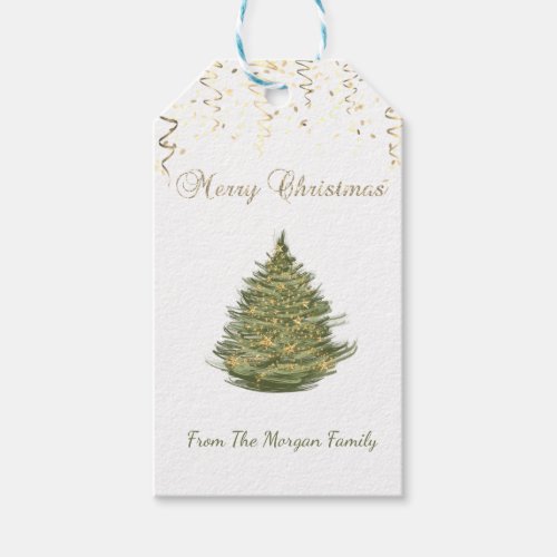 Gold Christmas TreeStars Confetti Gift Gift Tags