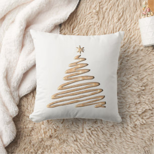 Gold Christmas Tree Throw Pillow