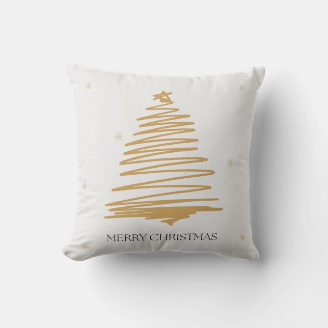 Gold Christmas Tree Throw Pillow (Front)