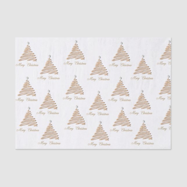 Gold Christmas Tree Tissue Paper (Front)