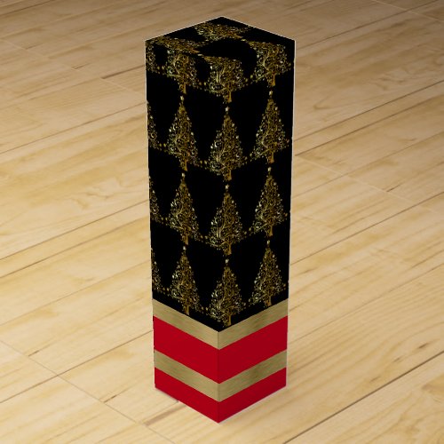 Gold Christmas Tree Wine Box