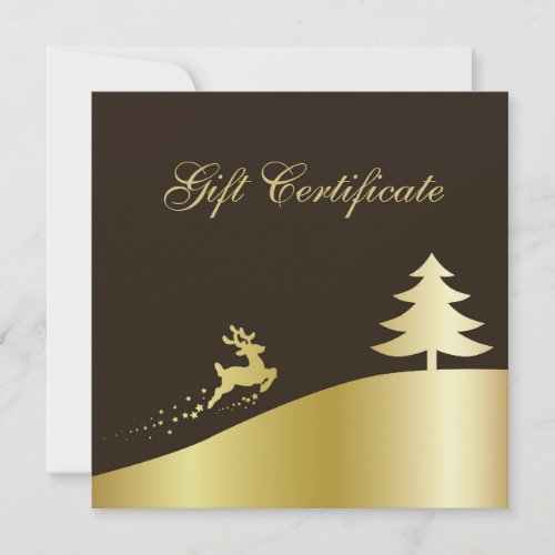 Gold Christmas Tree with Reindeer Gift Certificate