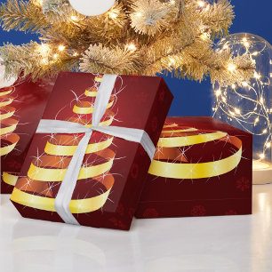 Gold Christmas Tree Wrapping Paper