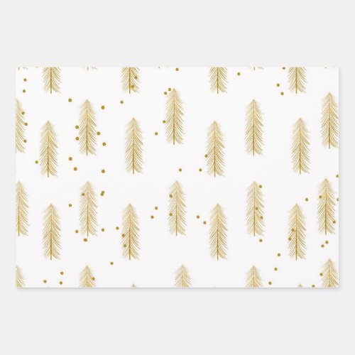 Gold Christmas Tree Wrapping Paper Sheets