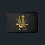 Gold Christmas Trees and Reindeer Bath Mat<br><div class="desc">Gold Christmas Trees and Reindeer</div>