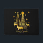 Gold Christmas Trees and Reindeer Doormat<br><div class="desc">Gold Christmas Trees and Reindeer</div>