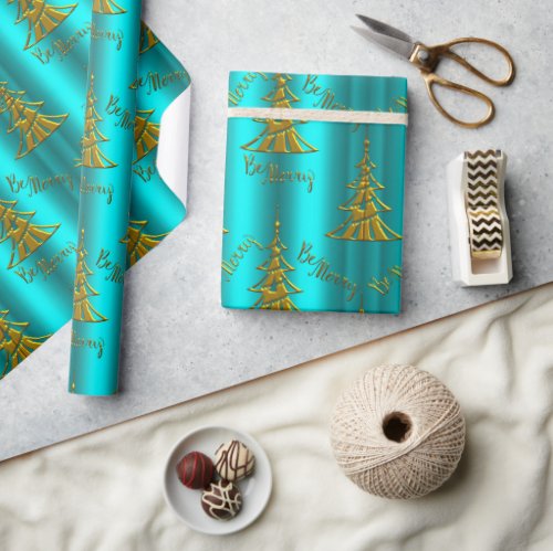 Gold Christmas Trees Be Merry Aqua Christmas