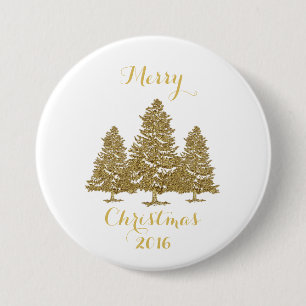 Gold Christmas Trees Button
