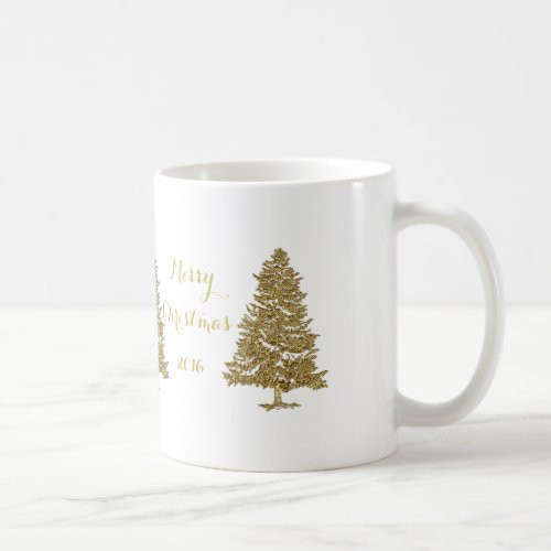 Gold Christmas Trees Coffee Mug