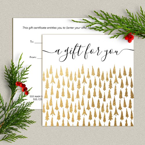 Gold Christmas Trees Holiday Gift Certificate