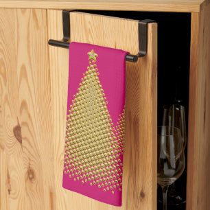 Gold Christmas Tree's Kitchen Towel