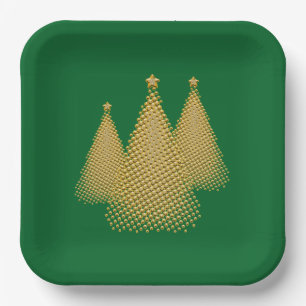 Gold Christmas Tree's Paper Plates