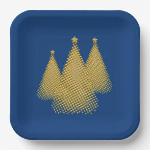 Gold Christmas Tree's Paper Plates