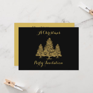 Gold Christmas Trees Party Invitation