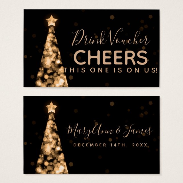 Gold Christmas Wedding Drink Voucher (Front & Back)
