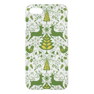 Gold Christmas Woodland Deer Birds in Bloom iPhone SE/8/7 Case
