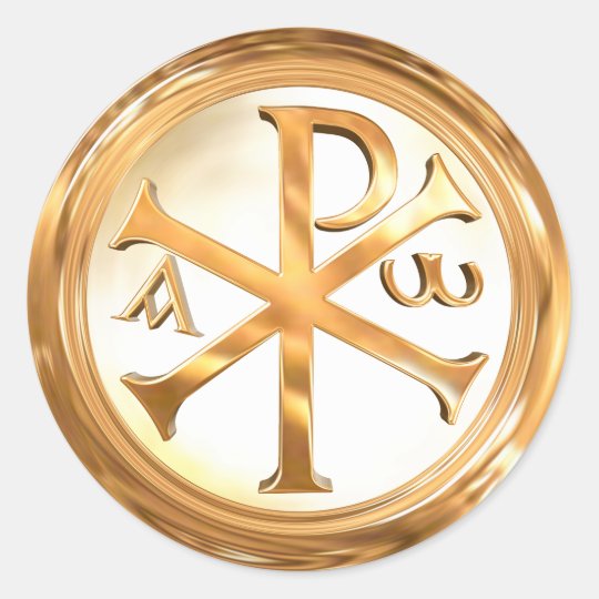 Gold Christogram Classic Round Sticker | Zazzle.com