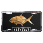 Gold &amp; Chrome (faux) Pompano Fish With Frame License Plate at Zazzle