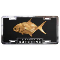 Metal License Plate Frame Catching Tuna Fish Fishing Car Accessories Chrome