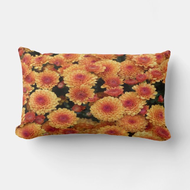 Gold Chrysanthemums Lumbar Pillow (Front)