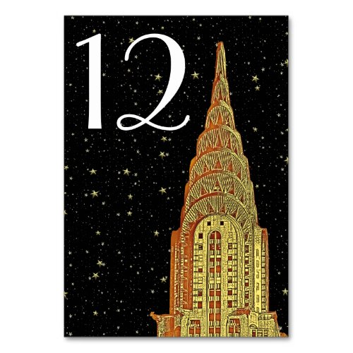 Gold Chrysler Building Skyline 2 DIY Starry BG Table Number