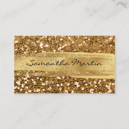 Gold Chunky Glitter Brush Stroke Business Card