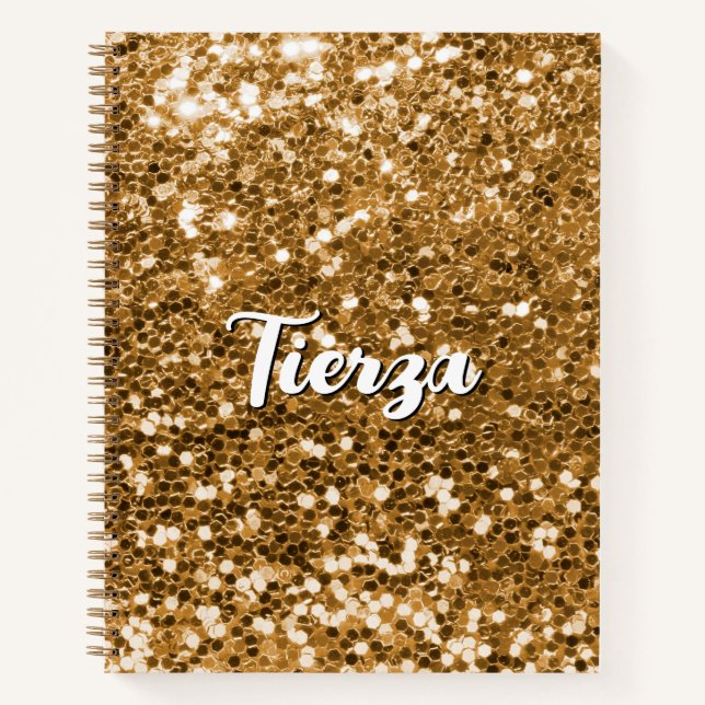 Gold Chunky Glitter Personalized Notebook (Front)