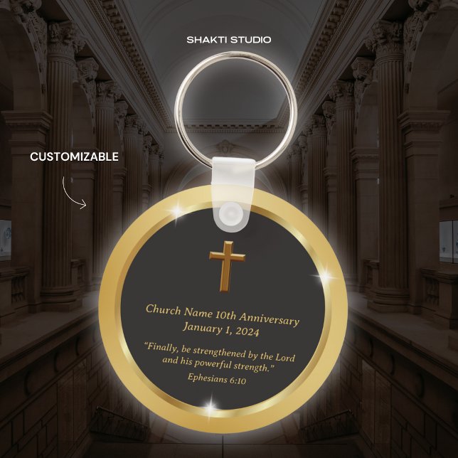 Gold Church Anniversary Event Souvenir Bible verse Keychain (Creator Uploaded)