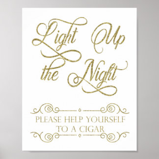 Gold Cigar Bar Sign - Light Up the Night