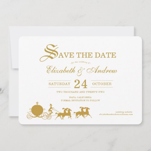 Gold Cinderella Carriage Save the Date