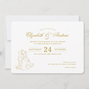 Gold Cinderella Fairy Tale Wedding Invitations