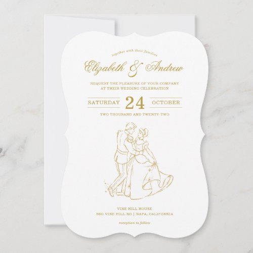 Gold Cinderella Fairy Tale Wedding Invitations