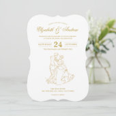 Gold Cinderella Fairy Tale Wedding Invitations (Standing Front)