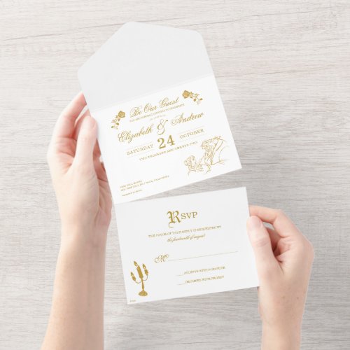 Gold Cinderella Fairy Tale Wedding Invitations