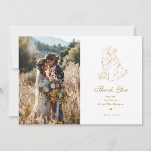 Gold Cinderella Happily Ever After Wedding Thank You Card